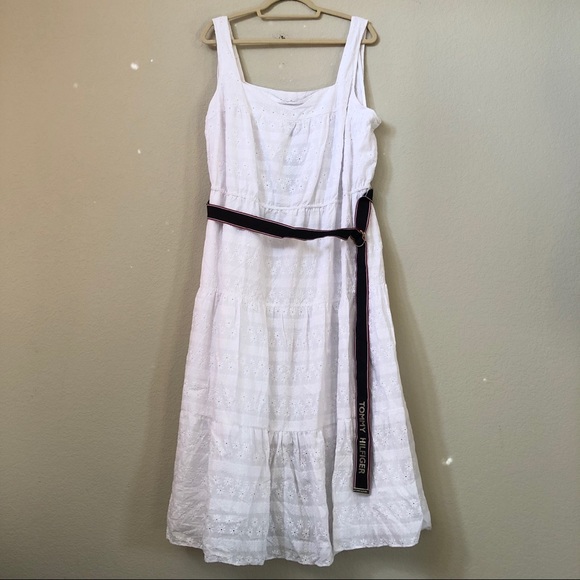 NWT! Tommy Hilfiger Eyelet Belted Midi Dress Plus 22W - Picture 3 of 6